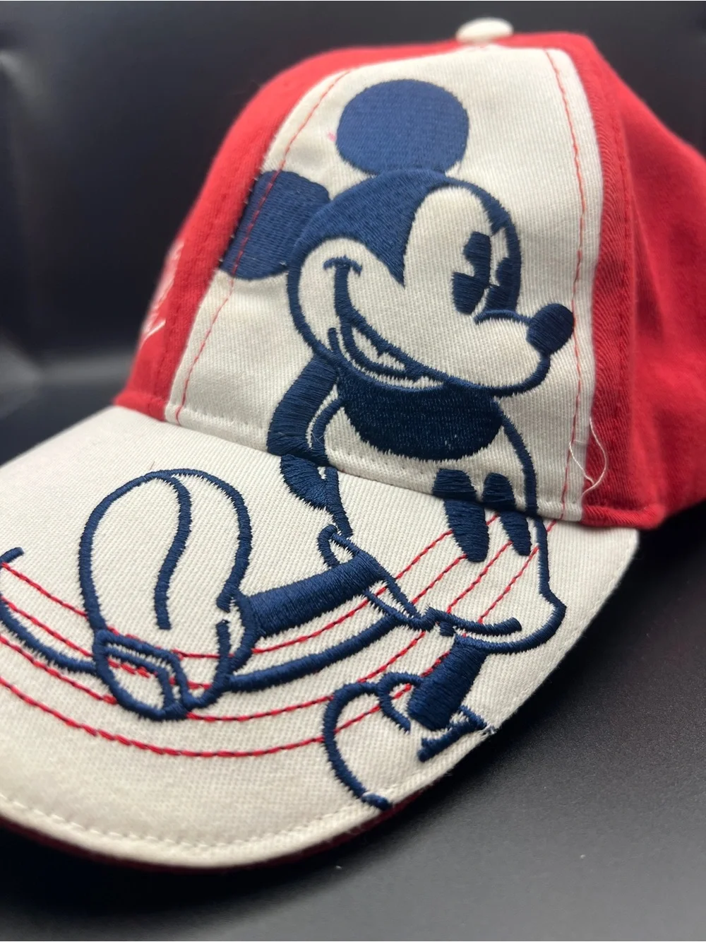 Disney Red, White panels and Navy Blue Embroidered Mickey Mouse Hat